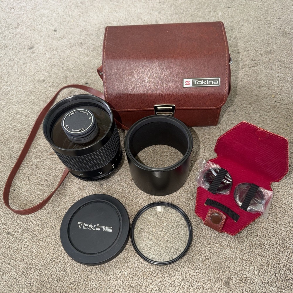 OLYMPUS OM TOKINA RMC 500MM 8 MIRROR LENS FOR‎ SLR CAMERA CAPS CASE & FILTERS